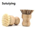 Sutuiying Cleaning Tools 1PC Bamboo Palm Kitchen Pan Pot Cleaning Brush Short Round Wooden Handle Household Vegetables Bowl Dish Washing Tools. 