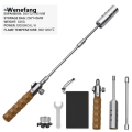 Wenefang Wood Handle Removable Three-stage Gas Burner Outdoor Camping 2025 New Torch Cooking Bbq Igniter Cassette Gas Tank Highpower Flame. 