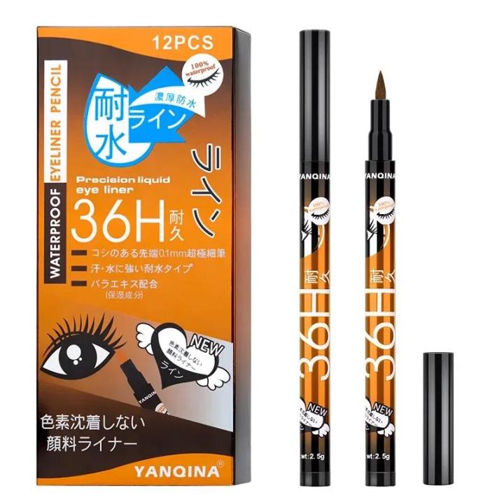 Linman%20New%20model%2012pcs/set%20YANQINA%20Lasting%2036H%20Liquid%20Eyeliner%20Pencil%20WaterSales%20promotion%20proof%20Black%20Easywear%20Eye%20Liner%20Pen%20Cosmetic%20wholesale%20makeup%20eyeliner%20-%20Image%208
