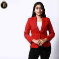 Boss Lady Single Breasted Classic Red Formal Blazer for Women. 