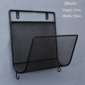 1 Piece Iron Book Rack Metal Newspapers Rack Wall Mounted Bookshelf Wall Storage Shelves Office Simple Style Black. 