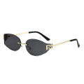 Cross-border New Frameless Miu Home Y2K Curved Sunglasses ins Women's High-End Style Hot Girl Street Style Versatile Sunglasses Wholesale. 