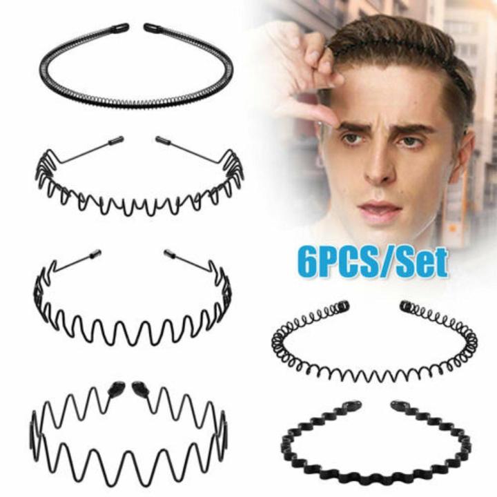 Unisex%20Metal%20headband%20Trendy%20Black%206pcs%20set%20Waved%20headband%20Men's/women's%20Wave%20style%20Spiral%20hairband%20for%20Sports%20Gym%20Outdoor%20activities%20Fashion%20accessory%20Hair%20styling%20-%20Image%209