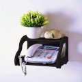 Multi Purpose Router Or Telephone Holder Wooden Stand Double Shelf in Brown. 