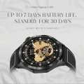 Ultima Magnum E400 Luxury Smartwatch with a 1.43” AMOLED Screen, Stainless Steel Frame, Canvas Wrist Strap & Free Leather Strap, Bluetooth Calling, Health Suite, 100+ Sports Modes, IP68 Rated Smart Watch. 