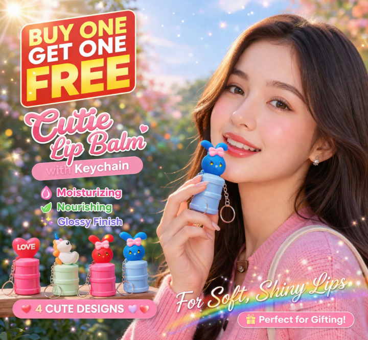 Cutie Lip Balm with Keychain – Buy 1 Get 1 FREE 🎁 | 4 Cute Designs ...