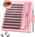 DIY Lash Extension Kit, Individual Lashes with Lash Glue Bond and Seal, 200 Cluster Lashes 8~16mm Natural Look Lash Clusters False Eyelash Extension Kit (40D KIT). 