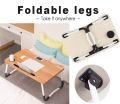 Portable Laptop Table: Foldable Desk with Legs, iPad Slot - Ideal for Eating, Working, and Studying Anywhere. 
