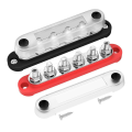12V Bus Bar 6x5/16Inch (M8) Terminal Studs 12 Volt Power Distribution Block Accessories with Cover Battery Bus Bar 12V-48V for Auto. 