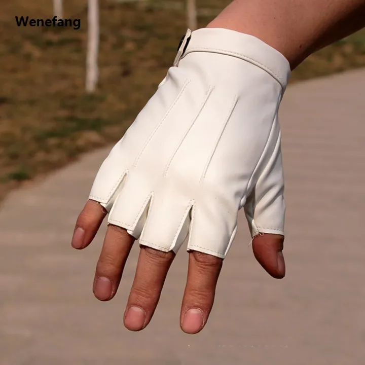 Wenefang%20Fingerless%20Driving%20Gloves%20PU%20Faux%20Leather%20Outdoor%20Sports%20Halloween%20Role-playing%20Half%20Finger%20Gloves%20For%20Male%20Female%20Teenagers%20-%20Image%203