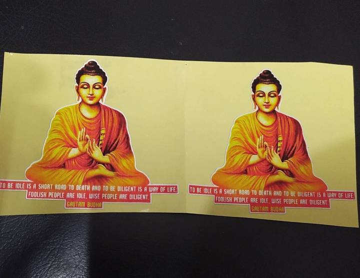 1 Pair 3.5 Inch Buddha Sticker For Laptop, Mobile, Bike And Helmet