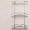 3 Layer Aluminum Bathroom Corner Shelves Large Capacity Shower Shelf Rack Organizer with Hooks. 