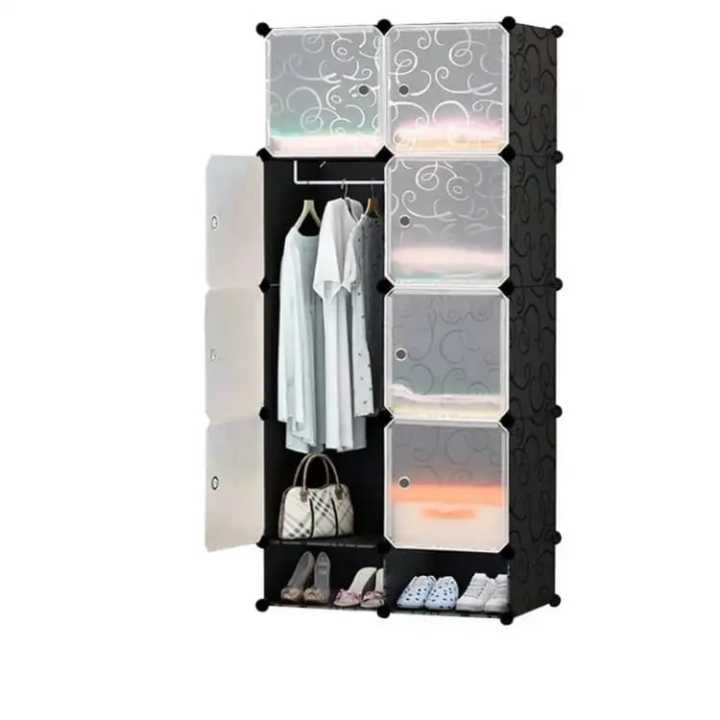8 Cubes Plastic  cabinet Wardrobe portable folding Daraz with Shoe Rack