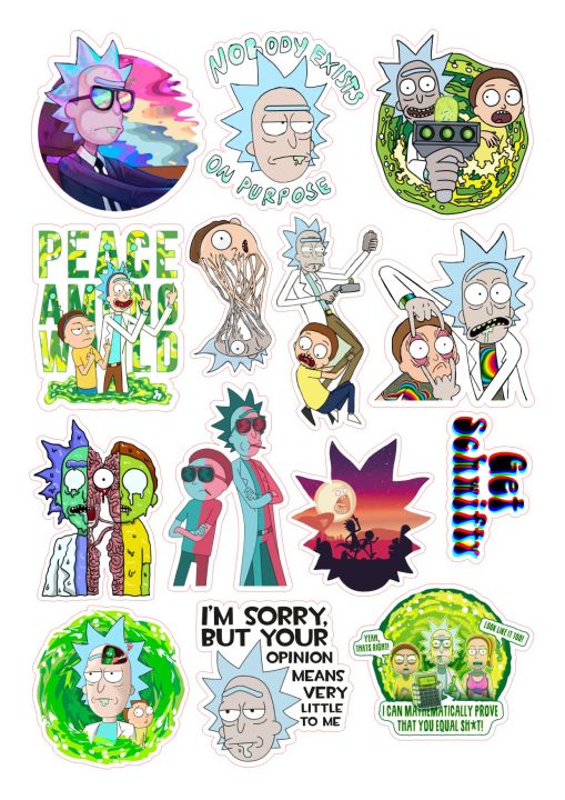 Rick and Morty Sticker Set- 10 pcs | Sticker Pack for Laptop | Decalsnation