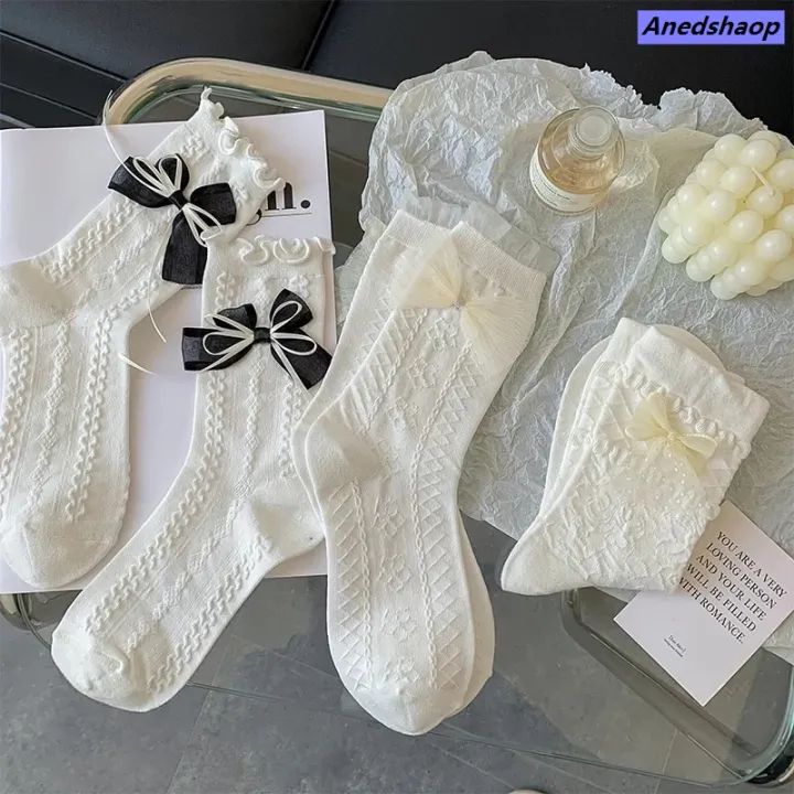 NEW%20Anedshaop%20New%20style%20Lolita%20Lace%20White%20Socks%20Women%20JK%20Bow%20Frilly%20Socks%20Female%20Sweet%20Long%20Cotton%20Socks%20Girls%20Ankle%20Dress%20Calcetine%20Medias%20-%20Image%205