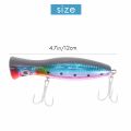 Sptrry1Pcs popper fishing 3d with treble hooks 12cm 42g topwater hard lure soft plastic isca artificial fishing lure tackles Blue. 