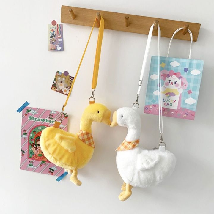 New Cartoon Big White Goose Crossbody Bag High-capacity Soft Single Shoulder Bag Duck Shape Cute Doll Bags Girl