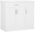 KAMAKHYA DECOR Modern design cabinet with three door and one drawer in white. 