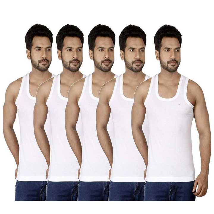 Amul Comfy Cotton Sleeveless Vest Combo Of For Men White - Main Image