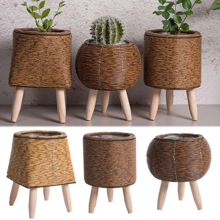 Imitation%20Rattan%20Woven%20Flower%20Shelf%20Planters%20Handmade%20Storage%20Basket%20With%20Removable%20Wooden%20Legs%20Plant%20Pot%20Stand%20Holder%20-%20Image%203