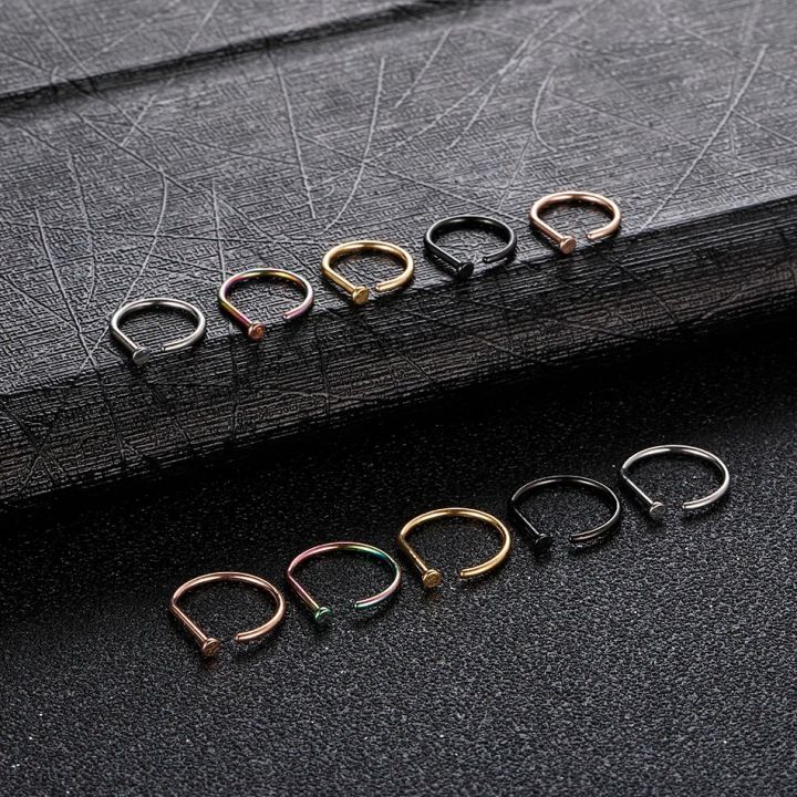 HOT%201PC%20ASTM%20F136%20Titanium%20Nose%20Piercing%2018G%2020G%20D%20Shaped%20Tragus%20Helix%20Nariz%20Stud%20Earring%20Hoop%20Septum%20Ring%20Nostril%20Body%20Jewelry%20-%20Image%205