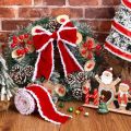 Portable 1/5m Christmas Decoration Red Ribbons DIY 5cm Wide Christmas Bows White Fur Edge Wreath Bows Christmas Decoration. 