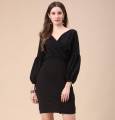 one piece for Women girls Bodycon Black color V-Neck Cotton Blend western wear dress for all occasion Casual party wear. 
