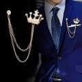 Gold Tone Crown Lapel Stick Brooch Pin. 