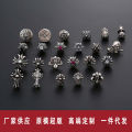 Trendy brand CH Croling old-fashioned vintage Thai silver with diamond cross flower Scout flower stud earrings collection of men and women 925 silver needles. 