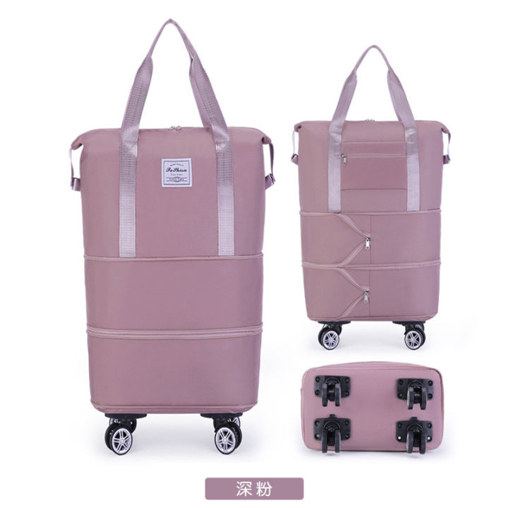 Expandable Foldable Duffle Bag With Wheels And Handle Luggage Bar For Travel