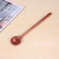 NAMUNY Long Spoons Wooden, 5 Pieces Korean Style 10.9 inches 100% Natural Wood Long Handle Round Spoons for Soup Cooking Mixing Stirrer Kitchen Tools Utensils (Korean Style Soup Spoon). 