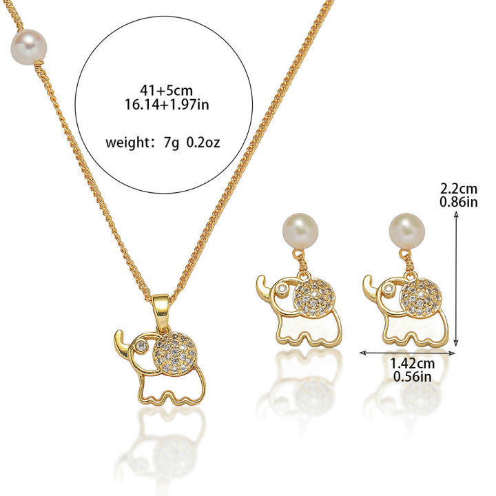 %E3%80%90Mega%20Sale%E3%80%91Women's%20New%20Style%20National%20Style%20Elephant%20Necklace%20Natural%20Freshwater%20Pearl%20Earrings%20suit%20Clavicle%20-%20Image%205