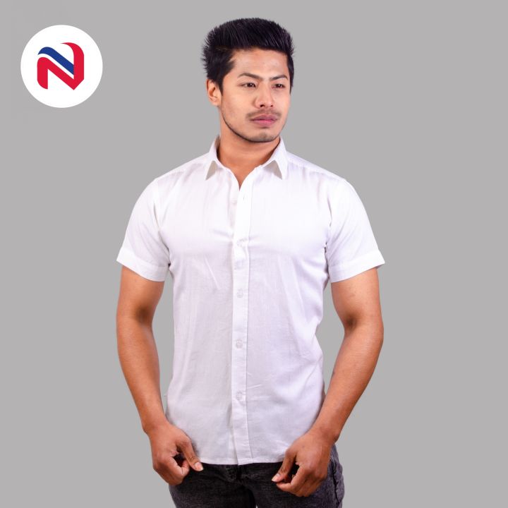 Nyptra White Half Sleeves Premium Cotton Shirt For Men - Fashion | Shirts For Men | Formal Shirts | Men's Wear |