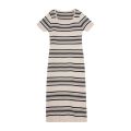 Sweet Square Neck Stripe Long Dress Slim Fit Beachwear Short Sleeve Dresses Simple Spicy Girl Stripe Knitted Dress Summer. 
