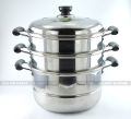 Stainless Steel  Momo Steamer/Food Steamer  With Glass Top Lid -Export Quality - 26 Cm. 