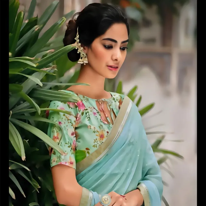 Sky%20Blue%20Sirosky%20Pure%20Chiffon%20Saree%20With%20Blouse%20For%20Women%20-%20Image%202