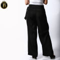 Boss Lady Black High-Rise Straight Fit Formal Pant With Ribbon. 