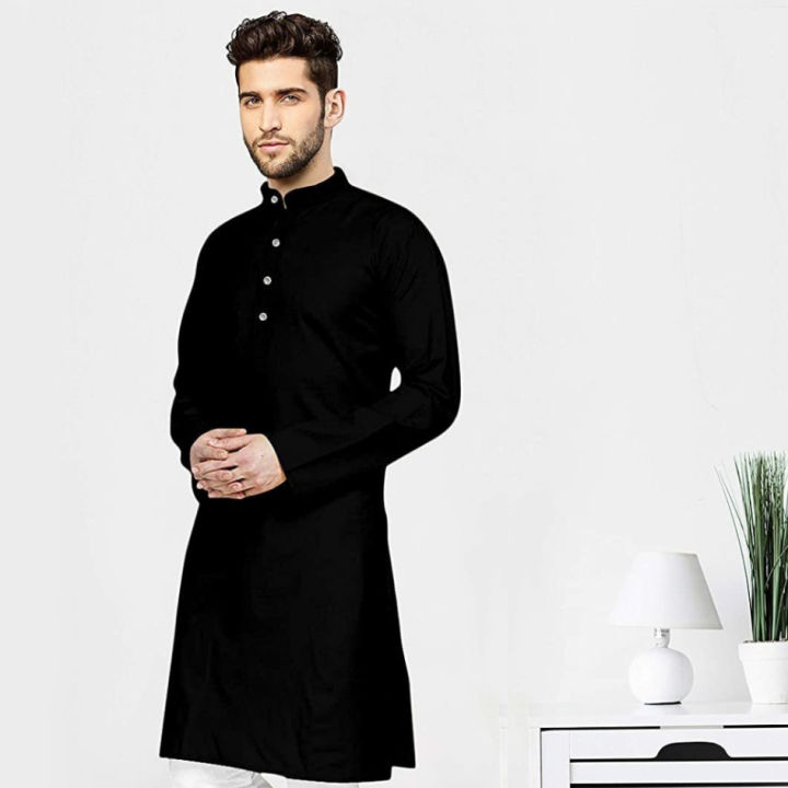 Black Cotton Kurta For Party Pooja Brataband For Men Kurta Only Fashion Kurtha For Men Men S Wear Daraz .np