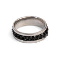 Silver Color Rotable Spinner Black Chain Stainless Steel Ring For Men. 