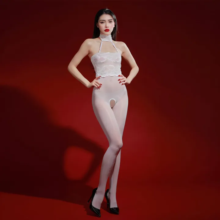 shiny%20lace%20halterneck%20bandeau%20one-piece%20stockings%205D%20ultra%20thin%20silky%20temptation%20open%20crotch%20free%20to%20take%20off%20lingerie%20women%20-%20Image%207