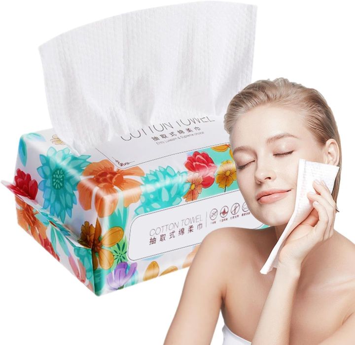 Facial Cotton Tissue | Thick Paper Towels for Face Pearl Pattern Design - Safe Dry Wipes, Soft Face Tissues for Makeup Removal, Adults, Skin Care