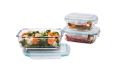 Set of 3 Borosilicate Glass Food Storage Containers - Airtight, Microwave/Dishwasher Safe Lunch Boxes. 