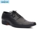 Signature Black Leather Shoes For Men With Lace (3703). 