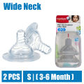 2-Pack Size M (3-6 Months) Wide Neck Silicone Baby Nipple Teat - Silicone Gel Feeding Bottle Pacifier, Infant Teether Care. 