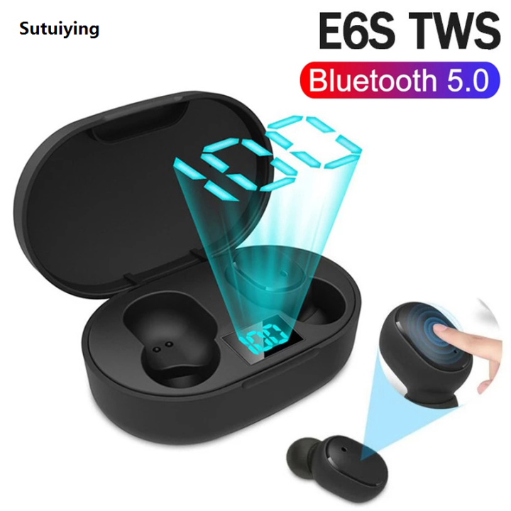 Sutuiying E6S TWS Bluetooth 5.0 Earphones Wireless Headphone Noise 6D Stereo 2025 Sound Cancelling Earbuds with Mic Wireless Bluetooth Headset