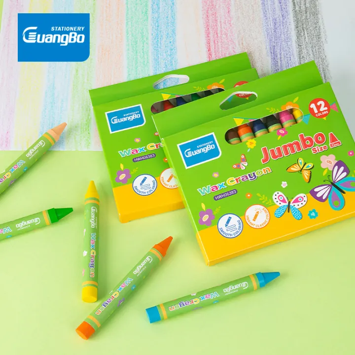 Guangbo Guangbo Jumbo Wax Crayons 12 Colors Kids Coloring Crayon Set Thick Easy ...