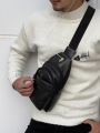 Men Crossbody Bag/ Pu Leather - Black | Fashion Premium Leather Cross Body Bag With Zippered Compartment. 
