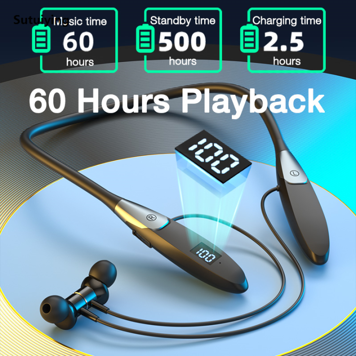 Sutuiying EARDECO Wireless Headphones Bluetooth 5.3 Neckband Earphones Sports Original Waterproof TWS Earbuds Blutooth Headset with Microphone Mic