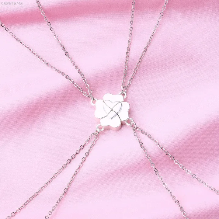 KEBETEME%20Friendship%20Necklace%20Magnetic%20Matching%20Four%20Leaf%20Clover%20Best%20Friend%20Necklace%20Gifts%20for%20Girls%20Women%20Magnet%20BFF%20Necklace%20for%204%20-%20Image%207
