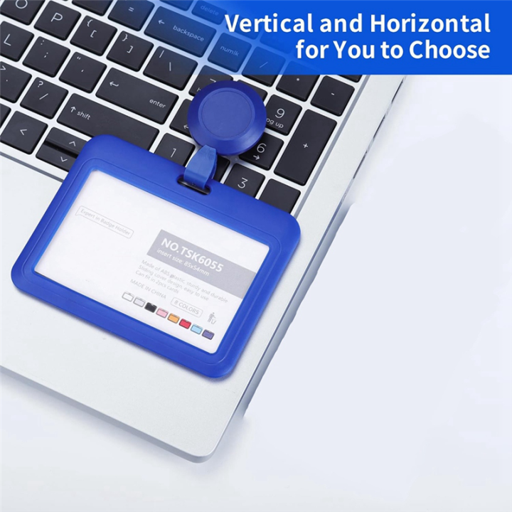 Plastic%20Sliding%20ID%20Badge%20Holder%20with%20Retractable%20Badge%20Reel%20Clips,%203%20Pack%20Horizontal%20Blue%20-%20Image%204